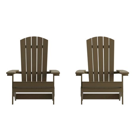 Flash Furniture Mahogany All-Weather Folding Adirondack Chairs, 2PK 2-JJ-C14505-MHG-GG